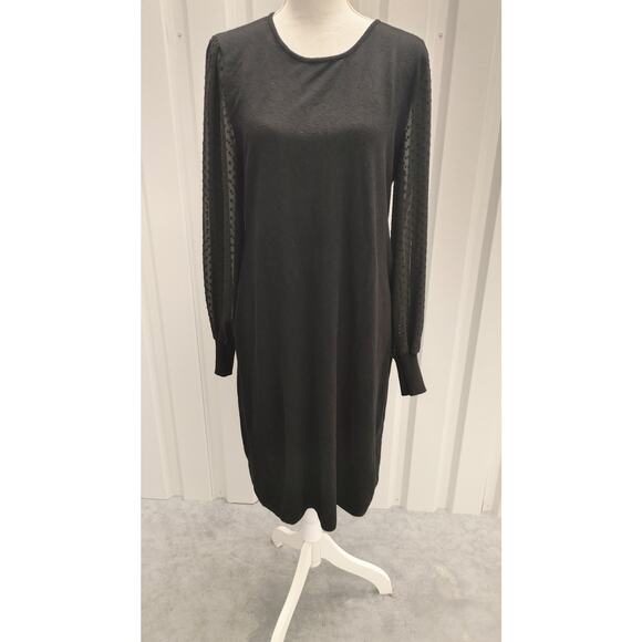DKNY Dress Sheer Long Sleeve Black XL - Picture 1 of 5